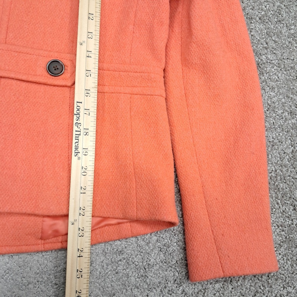 Talbots Womens Coral Orange Wool Blend Button Up‎ Jacket Blazer Size 4 ID5125 - Picture 7 of 9